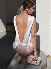 Tossy Tee Bow Backless Satin Minikleid für Frauen Elegante Mode Ärmelloses Patchwork Partykleid Kleid Weibliches solides Minikleid